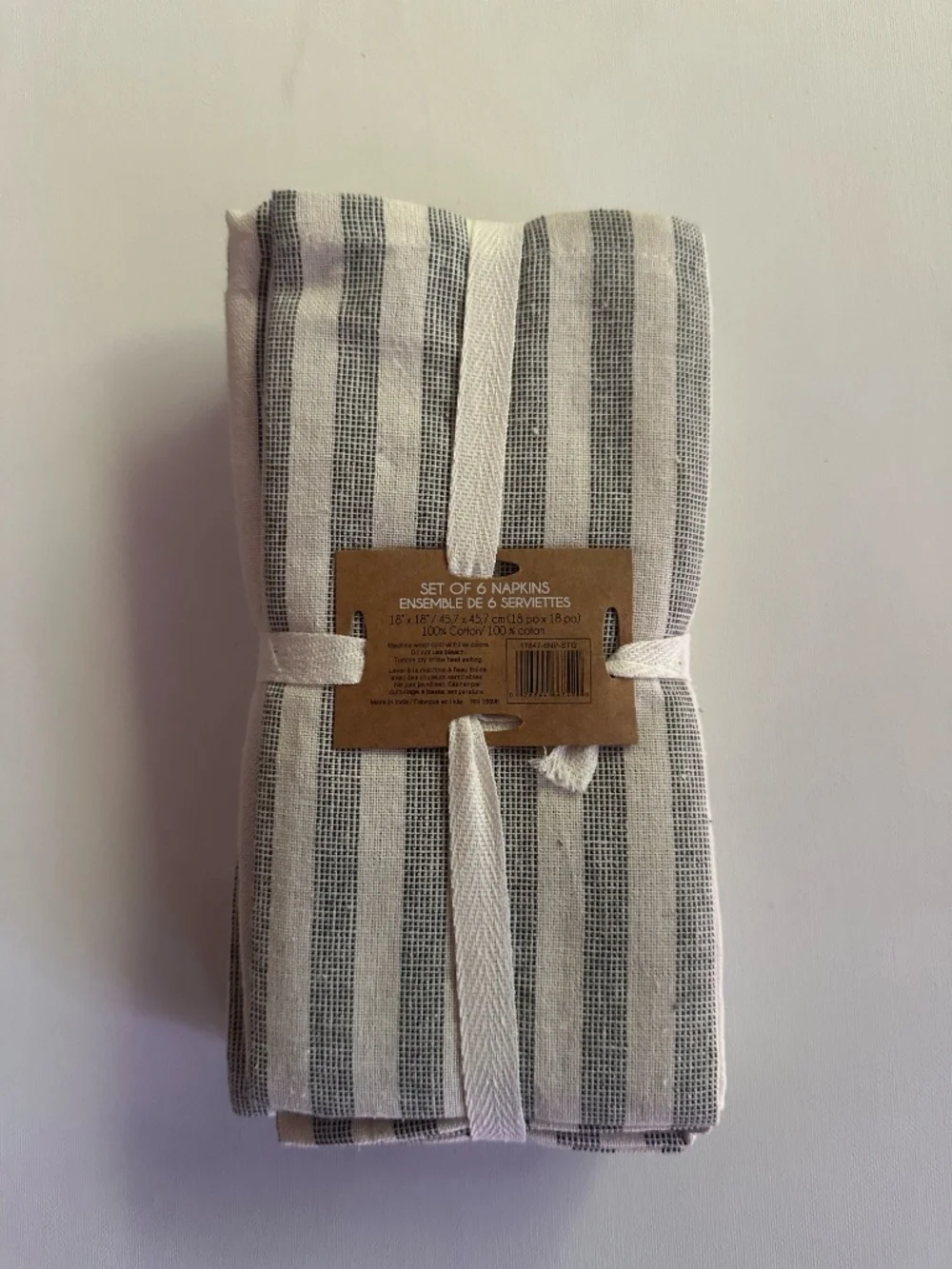 Studiobelle Set of 6 Striped Cloth Napkins NWT 18x18 Farmhouse